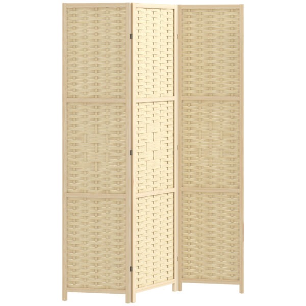 3-Panel Room Divider, 5.6 FT Freestanding Folding Privacy Screen, Partition Wall Divider, Natural Wood