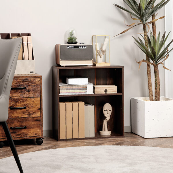 Wood Small Bookshelf 2 Tier Storage Rack Chest Unit Home Office Furniture Walnut