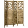 5.6 Ft Room Divider, 4 Panel Portable Folding Privacy Screens for Home Office, Bedroom, Brown