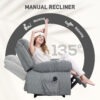 Manual Recliner Chair with Vibration Massage, Side Pockets, Corduroy Reclining Chair for Living Room, Grey