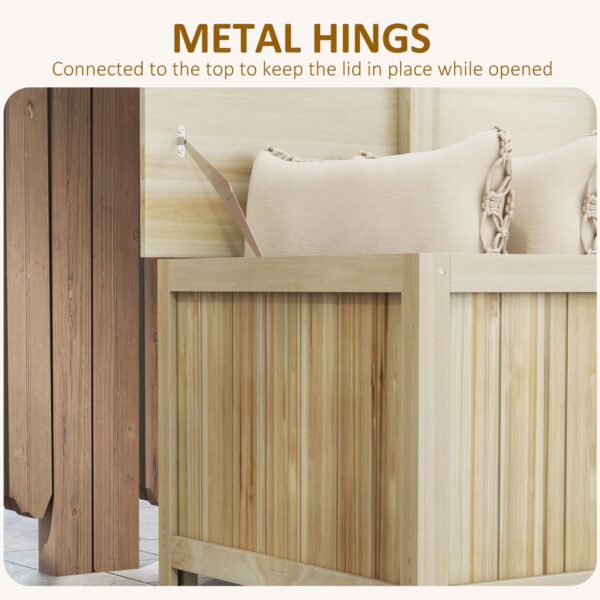 45 Gallon Wooden Storage Box patio Deck Box Bench, Garden Backyard Outdoor Storage Container, Natural