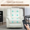 8-Point Vibration Massage Recliner Chair with Comfor Padding, Remote Control, Side Pockets, Swivel Nursery Rocking Chair, Cream White