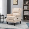 Massage Recliner Chair for Living Room, Push Back Recliner Sofa, Suede Wingback Reclining Chair with Extendable Footrest, Wood Legs, Remote Control, Side Pockets, Beige