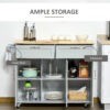 Rolling Kitchen Island, Kitchen Cart on Wheels with 2 Storage Drawers, 3 Door Cabinets and Towel Rack for Dining Room (Grey, 3-Doors)