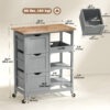 Kitchen Cart on Wheels, Rolling Kitchen Island Cart with Wood Top, 3 Drawers and Shelves for Home Dining Area