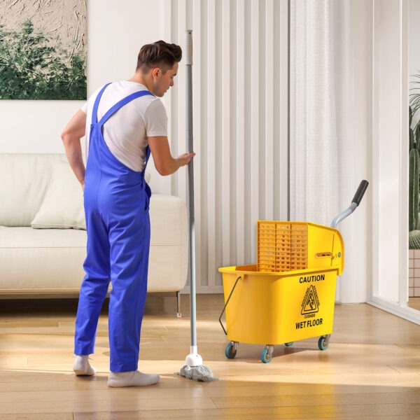vAz8b619b9e08defe.jpg Mop Bucket with Wringer on Wheels for Floor Cleaning, 21 Quart Side Press Wringer with Handle and Mop, Yellow