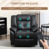 8-Point Vibration Massage Recliner Chair, PU Leather Manual Reclining Sofa, Swivel Nursery Rocking Chair with Remote Control, Side Pockets, for Living Room, Black