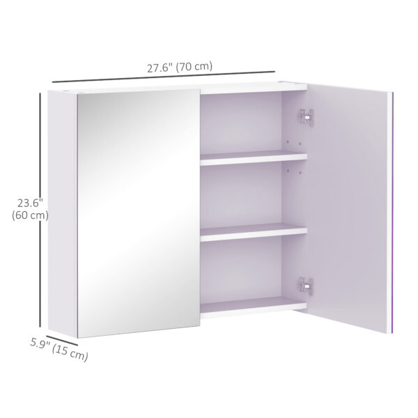 Wall Mount Mirrored Medicine Cabinet, Bathroom Mirror Cabinet with Adjustable Shelf, Double Soft Closing Doors, Light Lilac