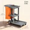 vL877419b9e3d8e86.jpg Commercial Janitorial Cart with 3 Tier Shelves, Cleaning Cart with Rubbish Bag and Mop Mount for Hotel Restaurant, Grey