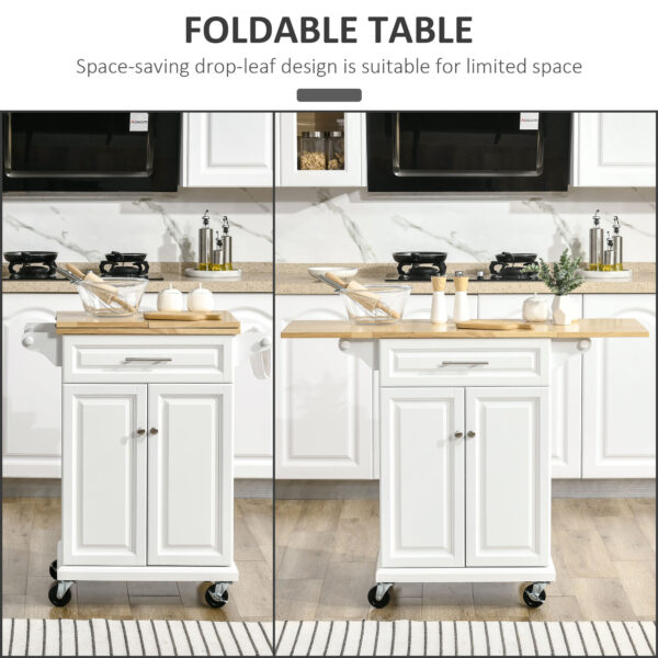 Kitchen Island Cart on Wheels with Extended Counter Drawer Cabinet Towel Racks