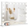 Hollywood Vanity Mirror with Lights, 31.5" x 24.4" Lighted Makeup Mirror with 3 Colour, 10X Magnifying, USB Port, White