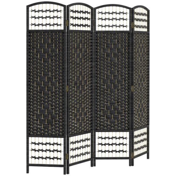 vfed0718e8939e53d.jpg 4 Panel Folding Room Divider, Portable Privacy Screen, Wave Fiber Room Partition for Home Office, Black