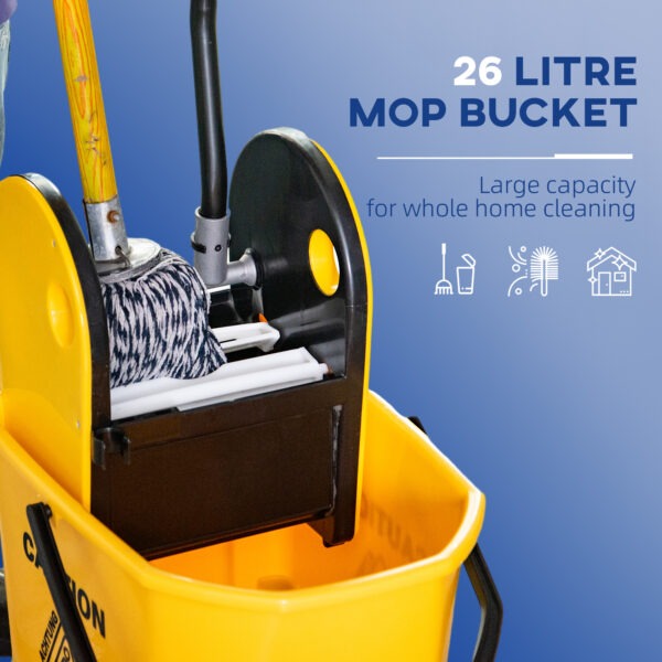 vjGc1219bb73d88ff.jpg 6.9 Gal/26L Mop Bucket, Mop Bucket with Wringer, Wheels and Handle, Yellow