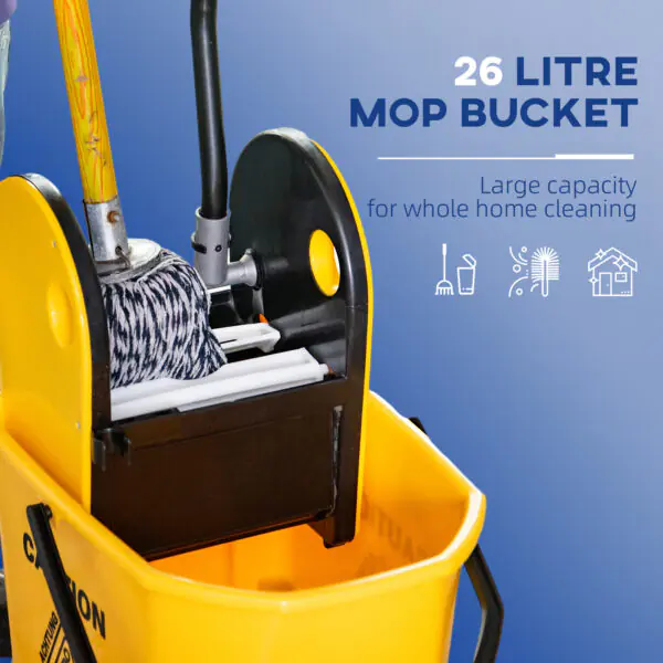vjGc1219bb73d88ff.jpg 6.9 Gal/26L Mop Bucket, Mop Bucket with Wringer, Wheels and Handle, Yellow