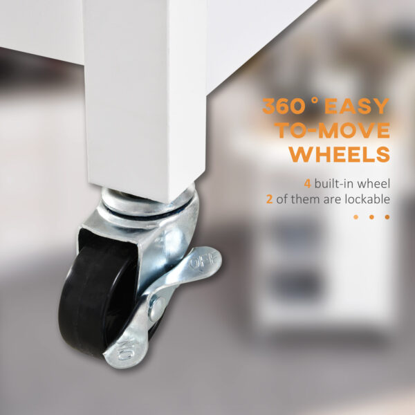 Modern Rolling Kitchen Island Cart with Drawer, Natural Wood Top, Towel Rack, Door Storage Cabinet, White