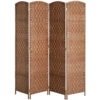 6ft Folding Room Divider, 4 Panel Wall Partition with Wooden Frame for Bedroom, Home Office, Natural
