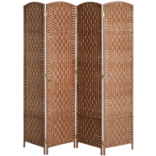 6ft Folding Room Divider, 4 Panel Wall Partition with Wooden Frame for Bedroom, Home Office, Natural