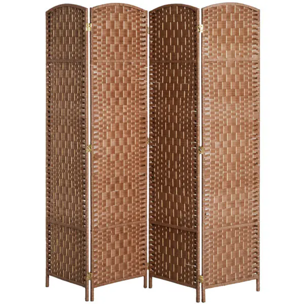 w1b15619c4c9411d3.jpg 6ft Folding Room Divider, 4 Panel Wall Partition with Wooden Frame for Bedroom, Home Office, Natural