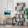 Wooden S Shape Bookcase 6 Shelves Storage Display Home Office Furniture