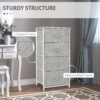 Linen Drawer Cabinet Organizer Storage Dresser Tower with 4 Removable Drawer Metal Frame Adjustable Feet for Living Room, Kitchen, Bathroom, White