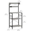 Kitchen Baker's Rack with Power Outlet, Coffee Bar Station with Adjustable Shelves and Hooks, Distressed Grey