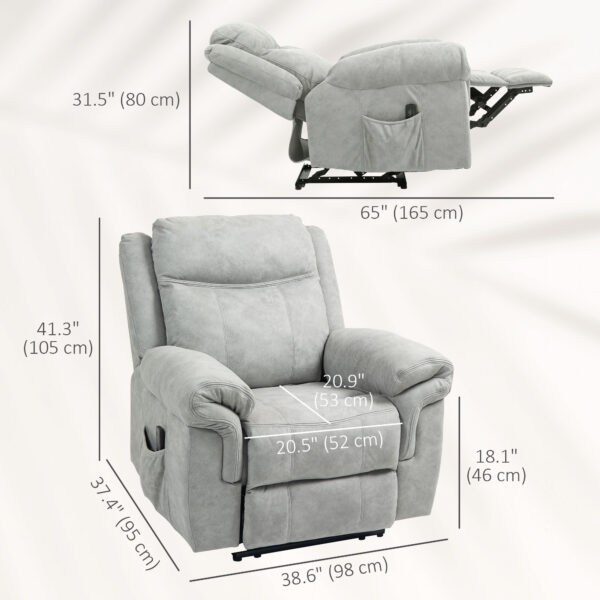 Manual Recliner Chair with Vibration Massage, Thick Foam Padding, Side Pockets for Living Room, Grey