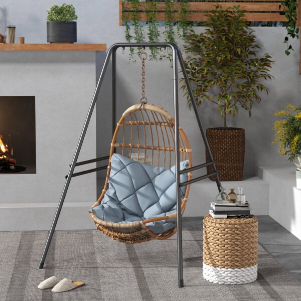 Hammock Chair Stand, Hanging Heavy Duty Metal Frame Hammock Stand for Hanging Hammock Air Porch Swing Chair, Egg Cahir, Indoor & Outdoor Use, 48.8" x 56.3" x 70.9" Black