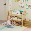 Qaba Kids Bookshelf and Toy Storage Organizer, 3 Tier Montessori Toy Organizer with Open Display for Nursery, Natural