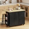 x7ncf819b9d6189c2.jpg Kitchen Island Cart, Rolling Kitchen Island Table with Drop Leaf, Drawer, Spice and Towel Rack, Black