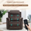 Manual Recliner Chair with Vibration Massage, Reclining Chair for Living Room with Side Pockets, Brown