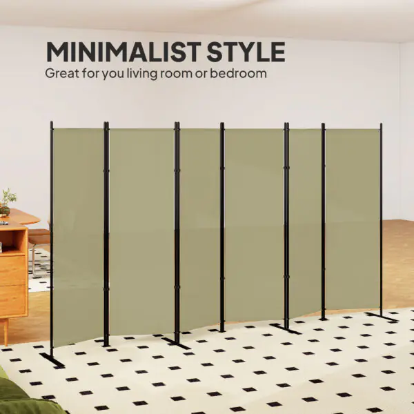 6 Panel Room Divider, 6 Ft Folding Privacy Screen, Portable Freestanding Partition Wall Divider, Beige