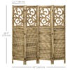 5.6 Ft Room Divider, 4 Panel Portable Folding Privacy Screens for Home Office, Bedroom, Brown