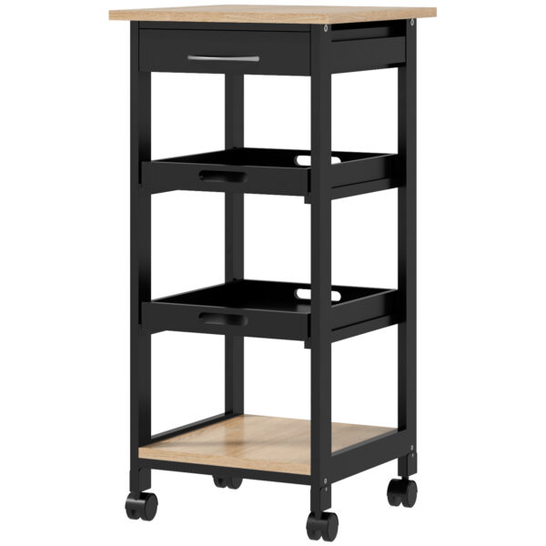 xmBc5e19b9e230402.jpg Kitchen Island Rolling Trolley Utility Serving Cart with Drawer Black