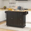 Kitchen Island on Wheels, Kitchen Cart with Drop Leaf, Drawers, Black