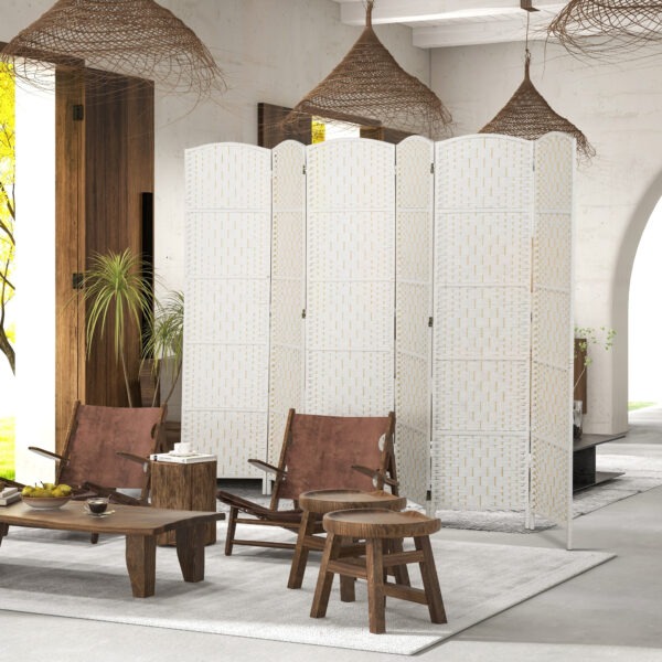 yQN2d419c4cb0bf1f.jpg 6ft Folding Room Divider, 6 Panel Wall Partition with Wooden Frame for Bedroom, Home Office, Natural