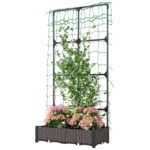 ySP99119c09a23f21.jpg 2PCS Plastic Planter Box with Trellis, Self-Watering Raised Garden Bed with Trellis and Netting