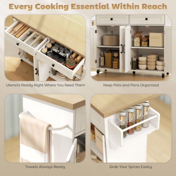 yTM4c419b9e5c0302.jpg Kitchen Island with Storage, Rolling Kitchen Cart with Charging Station, Drop Leaf, Spice Rack, Towel Rack, Drawers