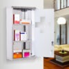 Wall Mount Medicine Cabinet Bathroom Cabinet with 2 Shelves, Stainless Steel Frame and Glass Door, Lockable with 2 Keys