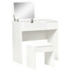 Modern Vanity Set with Flip Top Mirror and Cushioned Stool, Dressing Table with Storage Drawer for Bedroom, White