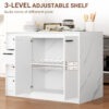 Kitchen Island with Storage Cabinet, 4 Drawers and Adjustable Shelf for Dining Room, Faux Marble Effect and White