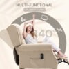 Massage Recliner Chair for Living Room, Push Back Recliner Sofa, Suede Wingback Reclining Chair with Extendable Footrest, Wood Legs, Remote Control, Side Pockets, Beige